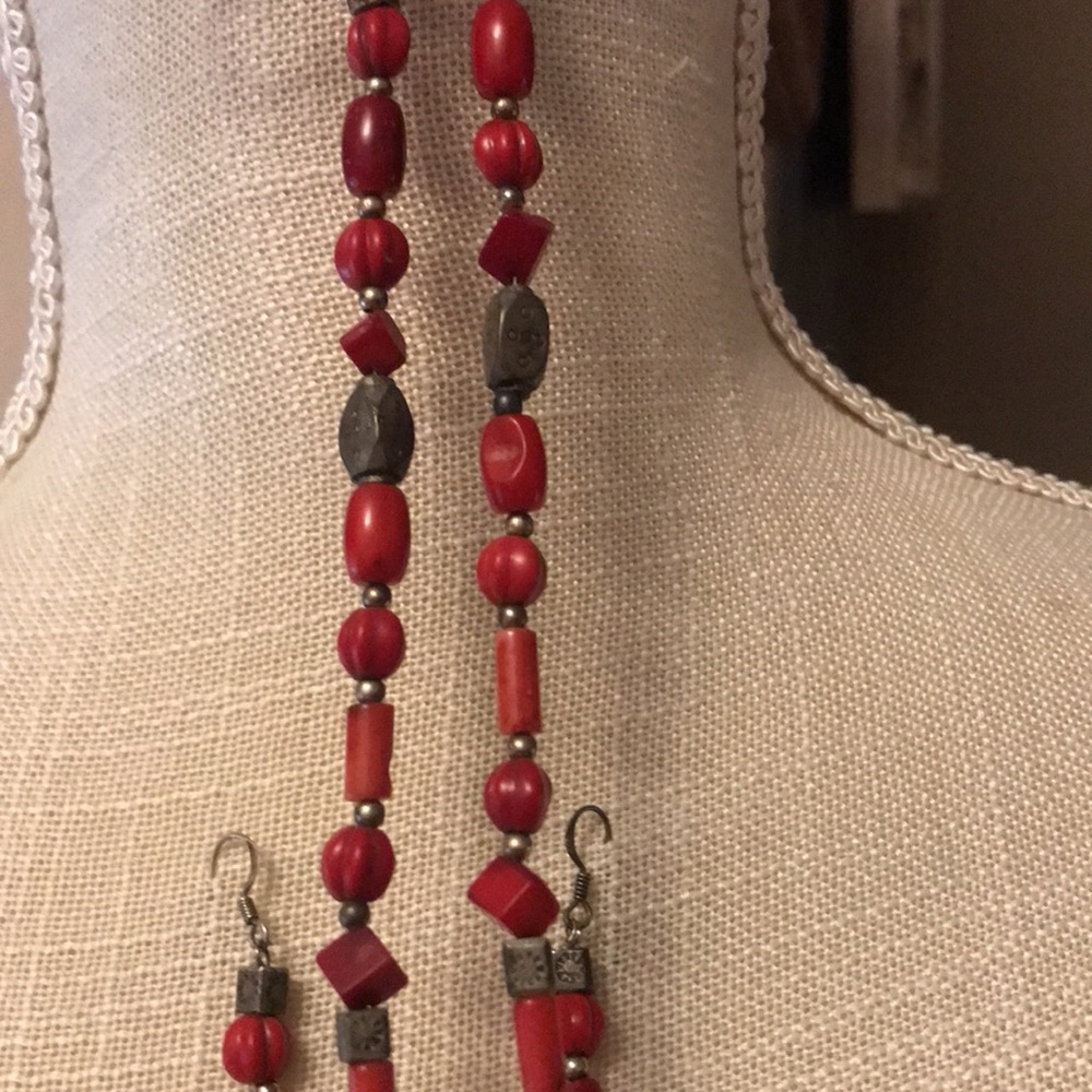 Chachal Antique Native Guatemalan SS Coral Necklace - Picture 10 of 10